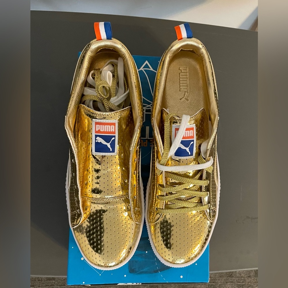 DEAD STOCK & RARE! PUMA CLYDE GOLD LIMITED EDITION "NBA ALL-STAR GAME" SIZE 10.5